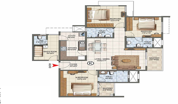 Brigade Valencia 2.5 BHK Floor Plan